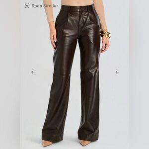 Retrofete Brown Wide Leg genuine leather pants